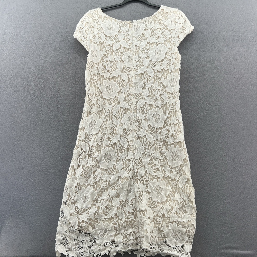 Luxology Dress Womens Sz 8 Ivory Lace Midi Cap Sleeve Zip Back - Picture 6 of 11